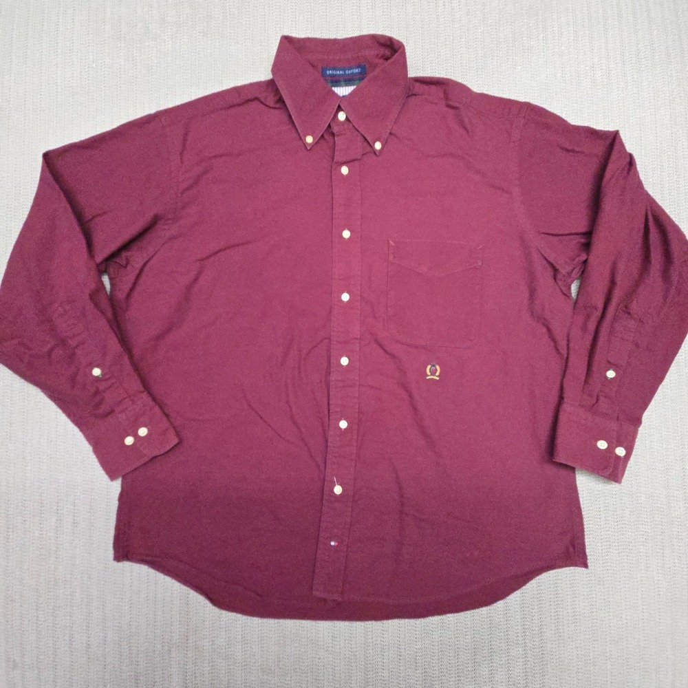 Vintage Tommy Hilfiger Original Oxford Shirt Mens Large Red Crest Logo Y2K 90s